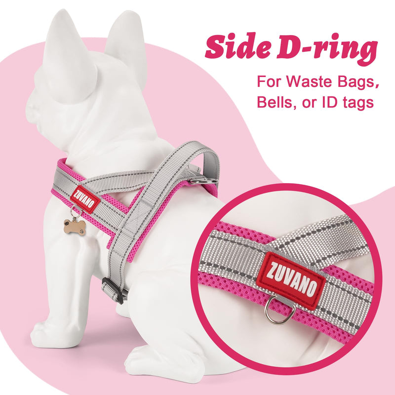 Escape Proof Dog Harness, No-Pull No Choke Soft Padded Breathable Lightweight Mesh Dog Harness for Small Dogs, Reflective Adjustable Pet Vest with Front Clip, Pink/Gray, S - PawsPlanet Australia