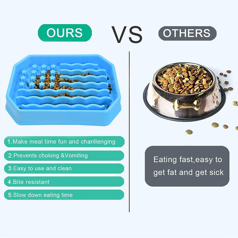 Dog Bowls Slow Feeder, Dog/Cat Puzzle Feeder Bloat Stop to Slow Down Eating,Large Medium Small Breed & Puppy Dog Slow Feeder Bowl (Blue Star)