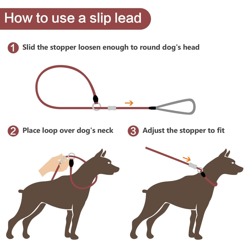 Strong Slip Rope Dog Training Leash (4ft) - Heavy Duty Durable Braided Nylon Lead with Rubber Stopper & Padded Handle - No Pull Walking for Medium Large Dogs (Pink, 1/2" x 4ft) Pink - PawsPlanet Australia