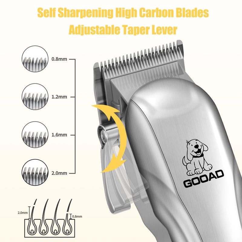 Dog Clippers for Grooming,Dog Grooming Kit for Heavy Thick Hair&Coats/Low Noise Rechargeable Cordless Pet Shaver with Paw Trimmer Nail Grinder/Hair Trimmer for Small & Large Cats Silver - PawsPlanet Australia