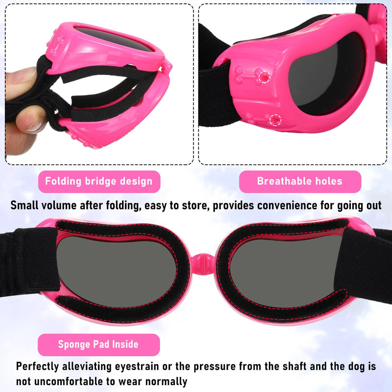Frienda Dog Helmet and Goggles, UV Protection Doggy Sunglasses and 4 Inch Padded Puppy Motorcycle Helmet Adorable Dog Goggles with Adjustable Belt for Small Dogs Puppy Riding(Pink,M) M Pink