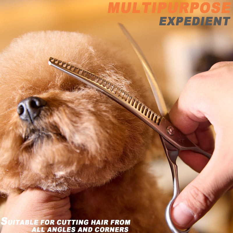 High-end Professional Dog Grooming Curved Thinning Scissors Teeth Blending Shears Pet Texturizing Thinner Blender Shears 7.5 Inch Extremely Very Sharp Made Of Stainless Steel Alloy For Dog Cat Groomer Matte Silver Curved Thinning 7.5inch - PawsPlanet Australia