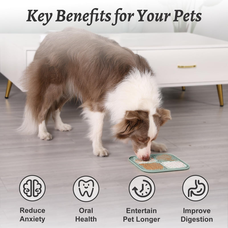 MateeyLife 2PCS Large Lick Mat for Dogs and Cats, Licking Mats for Dog Anxiety Relief, Cat Peanut Butter Lick Pad for Boredom Reducer, Dog Treat Mat Perfect for Bathing Grooming Gray&Beige 7.9'' × 7.9'' - PawsPlanet Australia
