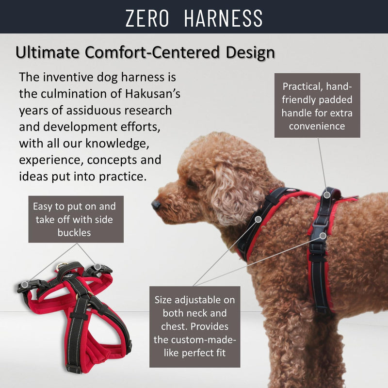 [白山:Hakusan] Zero Dog Harness Denim Type, Safe - No chocking/Hard to Disconnect, Great fit - Easy Put on and Off/Adjustable, Reflector, XS - Small & Medium Dog, Two-Tone Hot Pink × Denim Hot Pink×Denim - PawsPlanet Australia