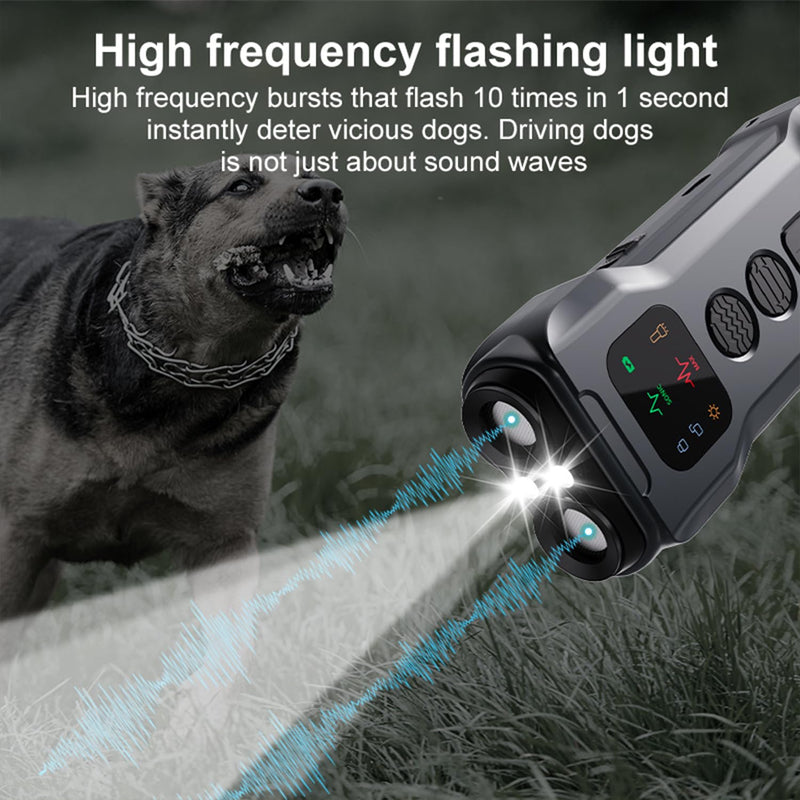 R9 Ultrasonic Dog Repellent Device with LED Flashlight, Dual Head Anti Barking Dog Deterrent, 15-30KHz Pet Training Device with 2 Modes for Walking & Outdoor Protection (Black) Black - PawsPlanet Australia