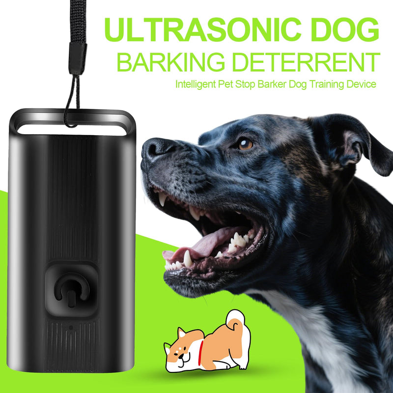 Mini Ultrasonic Dog Bark Deterrent Device - Stop Dog Barking Device for Own or Neighbor's Dog, Rechargeable Anti Barking Dog Trainer Portable Stop Barking Pet Training Tool Black