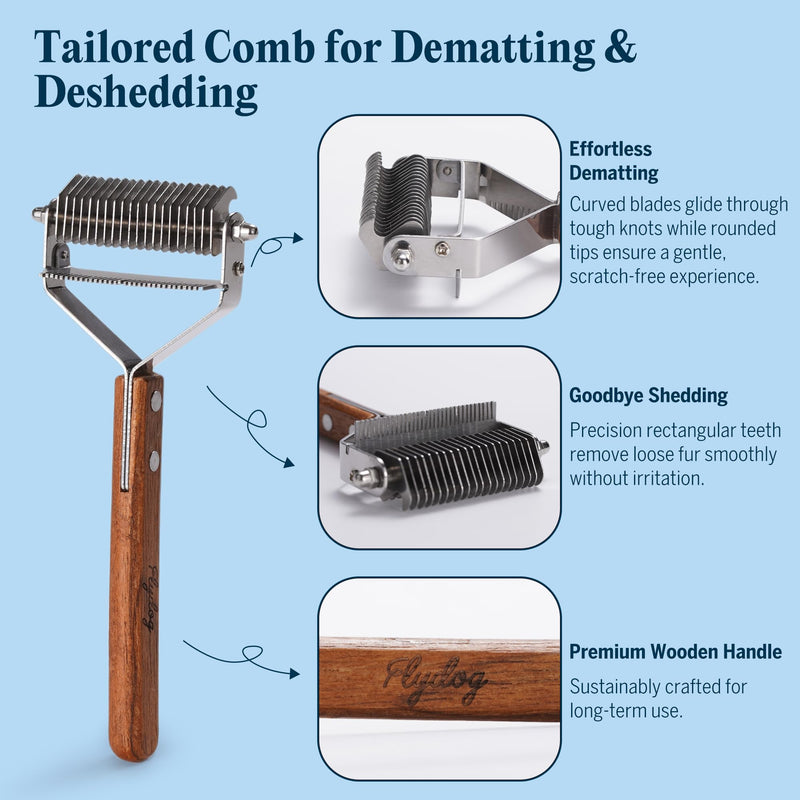 FlyDog Detangler Combo for Dogs & Cats – Leave-in Hair Detangler Spray for Tangle-Free Grooming & Tailored Comb for Dematting & Deshedding | Coat Conditioner | Deodorizing & Long-Lasting Freshness Detangler Spray + Premium Pet Grooming Rake - PawsPlanet Australia