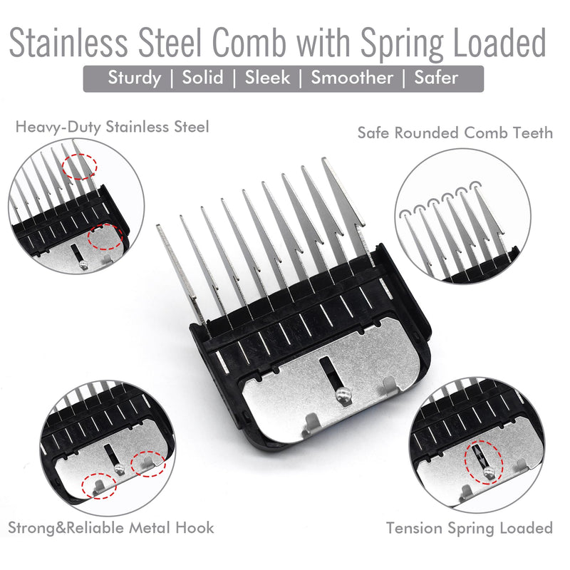 Professional A5-Style Animal Clipper Stainless Steel Color-Coded Snap-on Attachment Guard Guide Comb, 1/8"-1" Compatible with Wahl KM Series Oster A5 Andis Detachable Blade Pet Dog Groomers (#5-5/8") #5-5/8" - PawsPlanet Australia