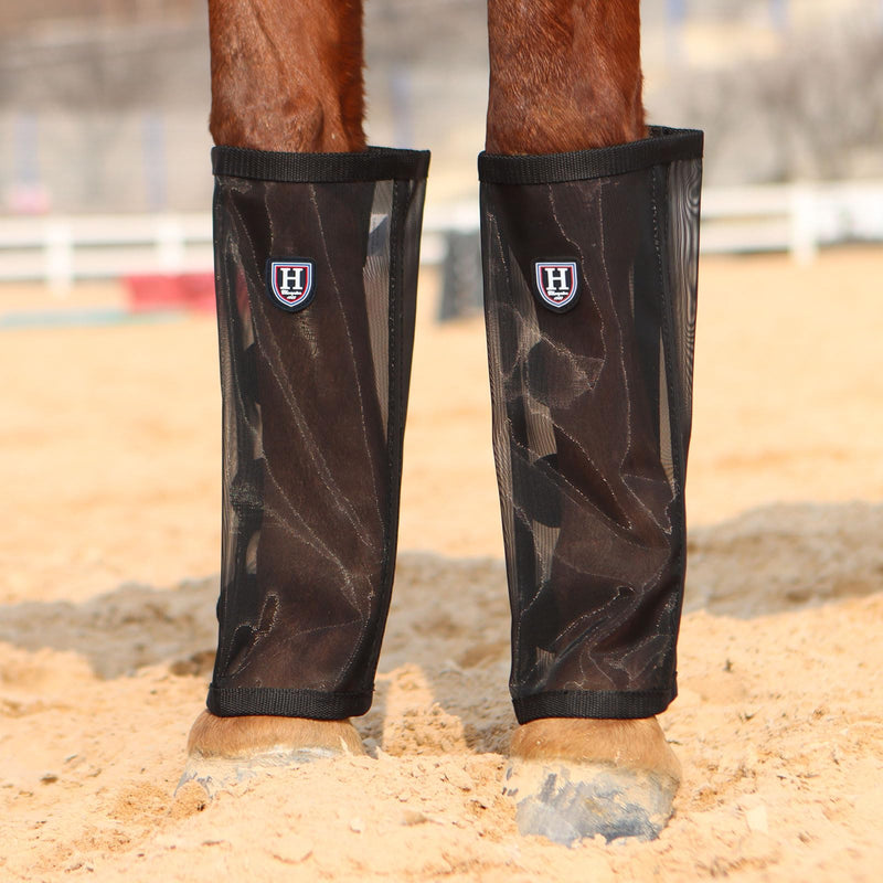 Harrison Howard Loose-Fitting Horse Fly Leggings Breathable, Tear-Resistant Fine Mesh Leg Guards Stay-on Comfortable Fly Boots (Set of 4) Black Pony - PawsPlanet Australia