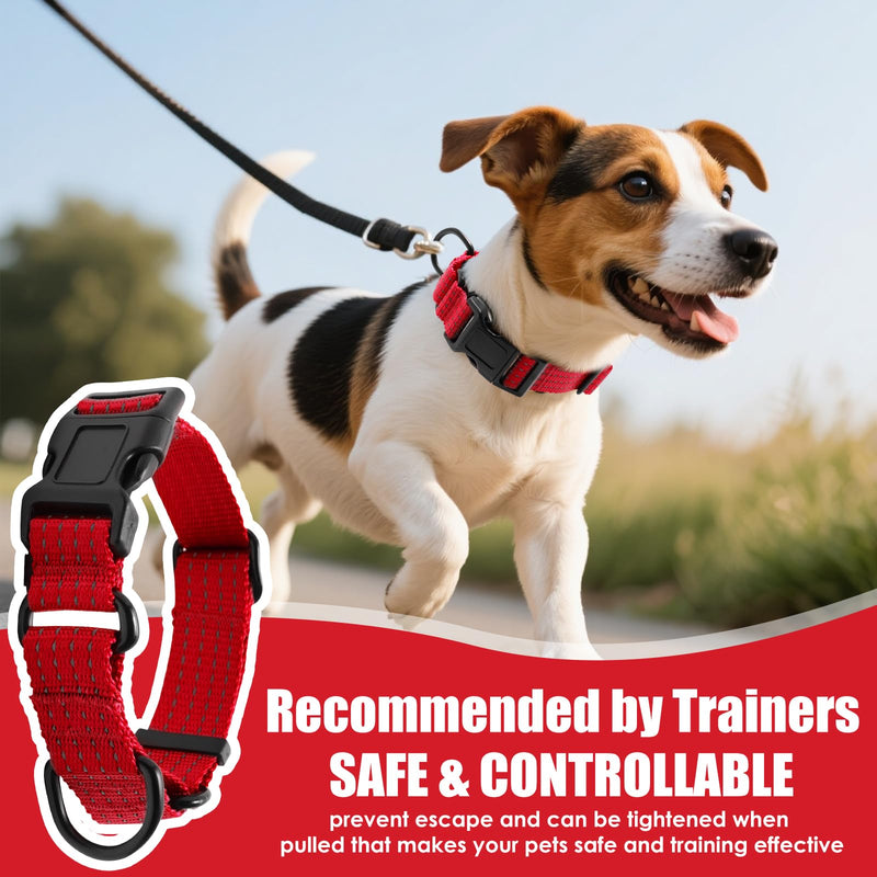 Martingale Collar for Dogs, Adjustable Soft Nylon Dog Collars with Special Design Cute Patterns (RED, S (1" x 12"-15.8")) RED S (1" x 12"-15.8") - PawsPlanet Australia