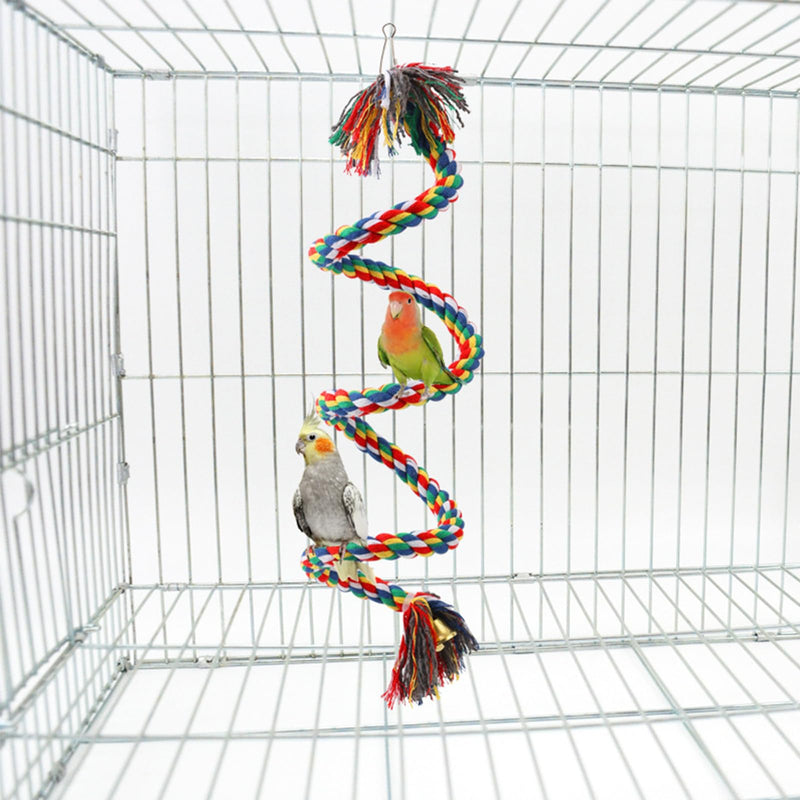 Bird Rope Perch & Birds Swing Set - Bird cage Accessories, 40‘’ Rope perches for Conures, Parrots,Cockatiel,Lovebird,Budgerigar,Parakeet perches for cage,Birds perches multicolour swing - PawsPlanet Australia