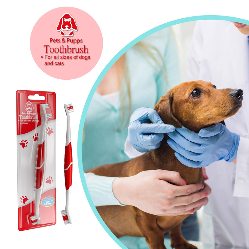 Pet Toothbrush for Dogs, Cats with Soft Bristles - Easy Teeth Cleaning & Dental Care, Non Slip Dual Head Dog Toothbrush for Medium & Large Pets, Toothpaste Not Included (Pack of 1 (Pink)) Pack of 1 (Pink) - PawsPlanet Australia