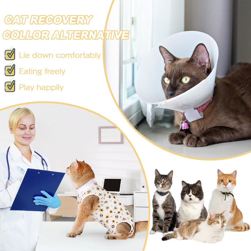 Cat Surgery Recovery Suit Cats Surgical Onesie After Surgery Female Male Cat Post Spay Neuter Bodysuit Anti-Licking Wounds Cat Cone Alternative Yellow Bee/S S(Back Length:9.6"/24cm; Chest:12.8"/33cm) - PawsPlanet Australia