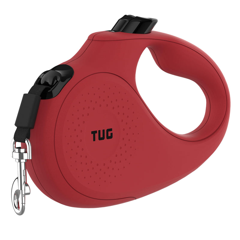 TUG Monochrome 360° Tangle-Free Retractable Dog Leash | 16 ft Strong Nylon Tape (Large, Red) Large, 16 ft - PawsPlanet Australia