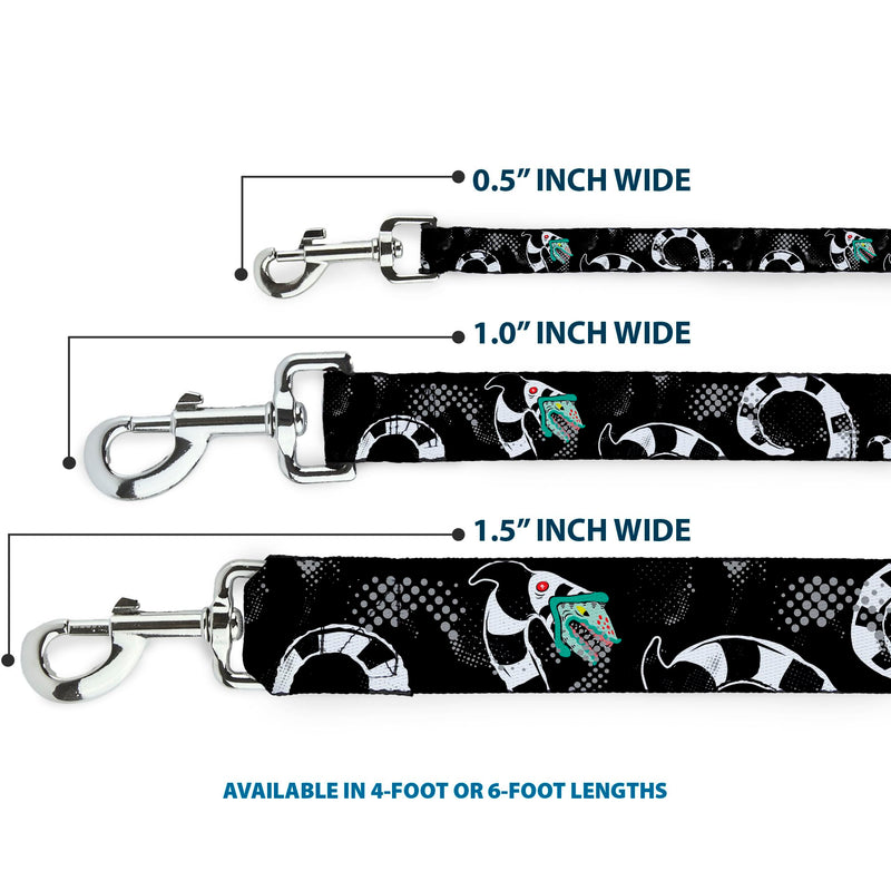 Warner Bros. Horror Movies Pet Leash, Dog Leash, Beetlejuice Sandworm Healftone Repeat Black Gray, 6 Feet Long 1.5 Inch Wide 6 Feet Long - 1.5" Wide