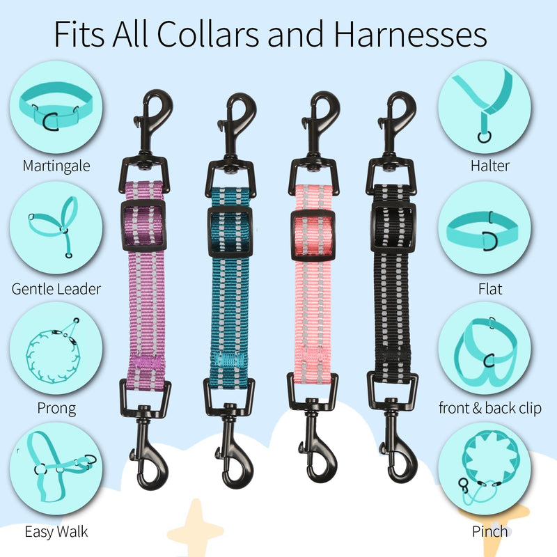 Prong Collar Safety Clip - Double Ended Dog Collar Safety Clip, Adjustable Backup Clip for Dog Harness Connectors, Heavy-Duty Dog Safety Clip & Dog Leash Clip for Walking, Running, Hiking - Purple