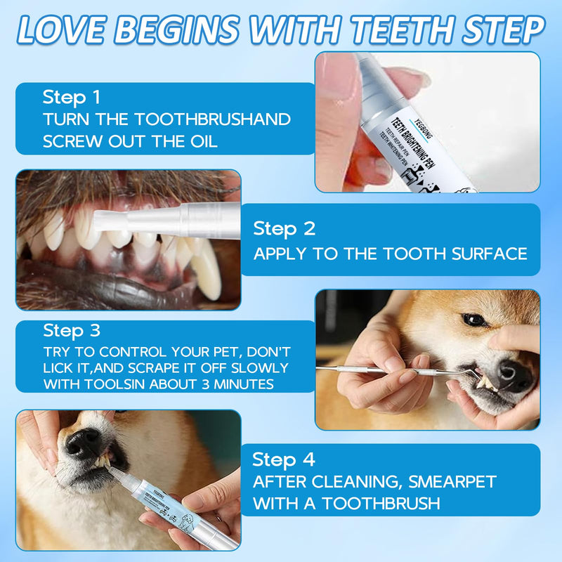 4 Pack Pet Toothbrush Pens, Toothbrush Pen for Dogs, Safe Material, Soft Bristles, Effective Cleaning, Whitening and Cleaning Cat/Dog Teeth