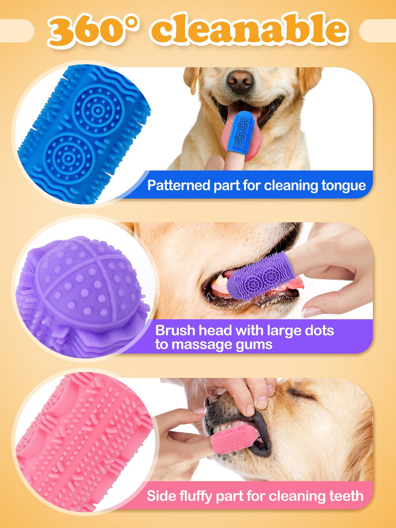 MEWTOGO Dog Toothbrush - Finger Toothbrush for Medium Large Dogs, 360° Food Grade Silicone Dog Tooth Brushing Kit with Storage Box for Dog Teeth Cleaning Dental Care, 6 Pcs