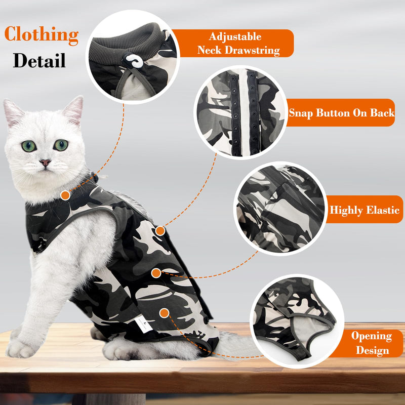 Cat Recovery Suit for Abdominal Wounds or Skin Diseases, Breathable Cat Onesie for Cats After Surgery Spay Neuter, Anti Licking Cat Cone Alternative, Professional Pet Surgery Recovery Shirt Large Camouflage - PawsPlanet Australia