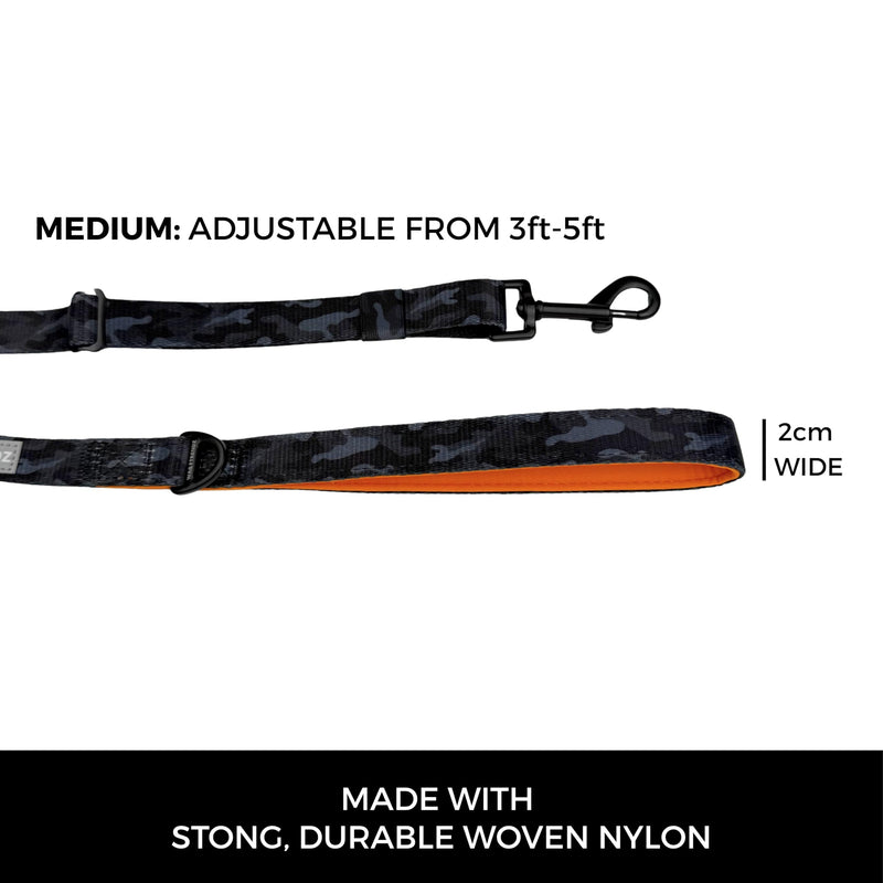 Adjustable Dog Leash | Camo Chic (SH?k) Orange | M Camo Chic | Orange Medium - PawsPlanet Australia