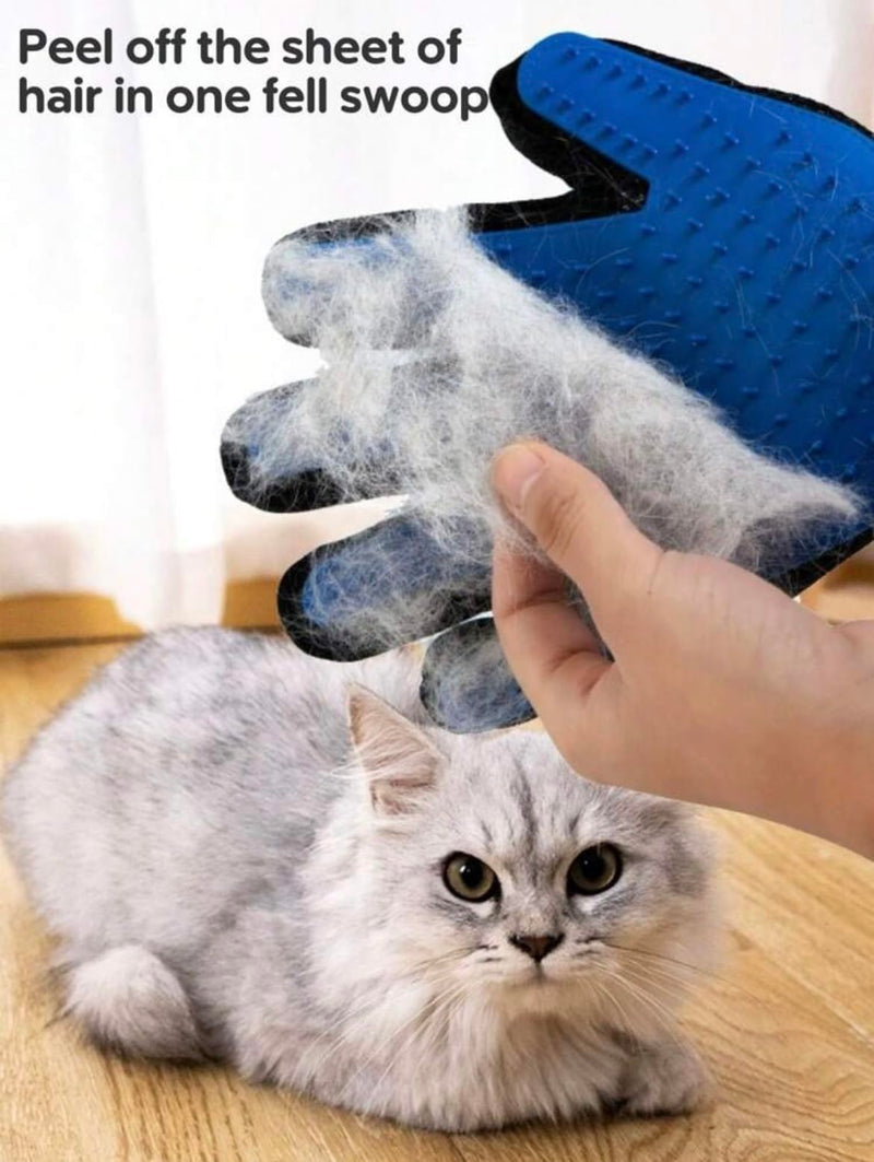 2-in-1 Pet Grooming Gloves & Deshedding Tool for Dogs & Cats – Gentle Undercoat Rake, Reduces Shedding, Tangles & Mats – Ideal for Long & Short Hair Breeds - PawsPlanet Australia