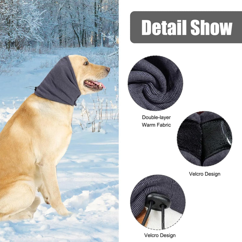 MADGININE Dog Ear Snood Ear Protectors for Dogs - Adjustable, Warm, Comfortable & Fashionable - Grey, Medium