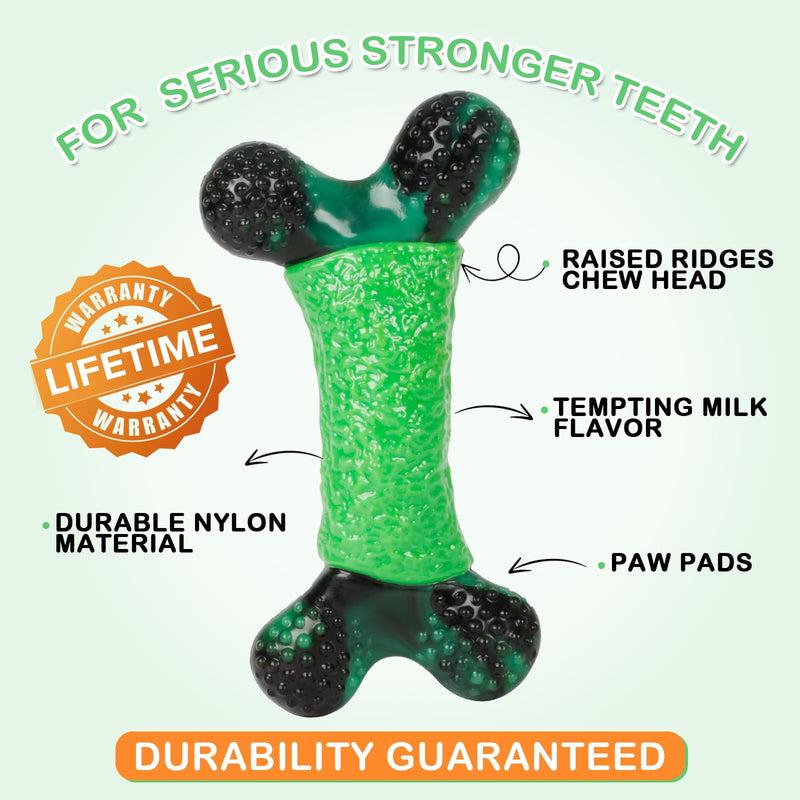 NOUGAT Dog Toys for Aggressive Chewers for Medium Large Durable Dog Chew Toys Milk Flavor Indestructible Dog Toy Long Lasting Bone