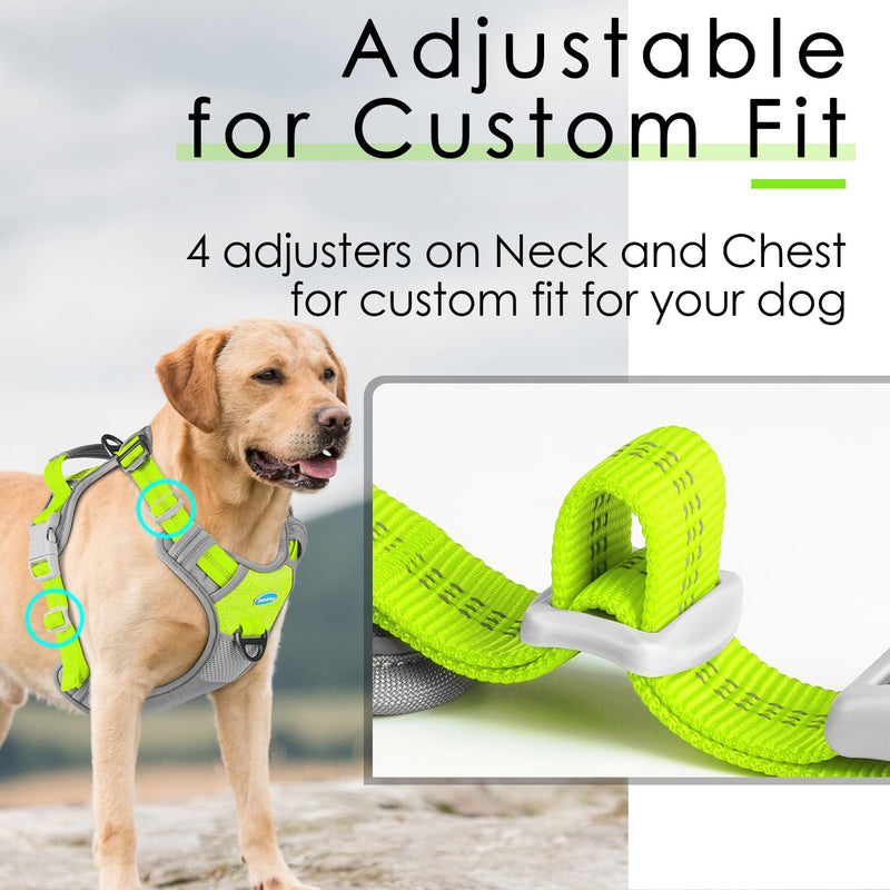 ThinkPet No Pull Harness Breathable Sport Harness with Handle-Dog Harnesses Reflective Adjustable for Medium Large Dogs,Back/Front Clip for Easy Control S Bright Green Star Green - PawsPlanet Australia