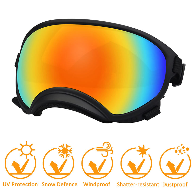Large Dog Sunglasses, Dog Goggles with Adjustable Strap UV Protection Winproof Dog Puppy Sunglasses, Suitable for Medium-Large Dog Pet Glasses, Dogs Eyes Protection Large Black Frame&Colored Lens - PawsPlanet Australia