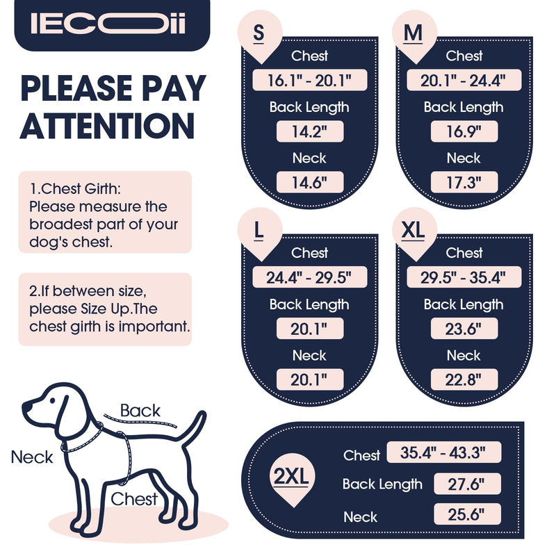 IECOii Dog Calming Suit with Magic Tape,Adjustable Anti-Anxiety Vest for Travel Fireworks Separation Stress,Lightweight Calming Onesie for Surgery Recovery Shedding Control & Skin Protection,L Large(Chest:24.4" - 29.5") DarkGray