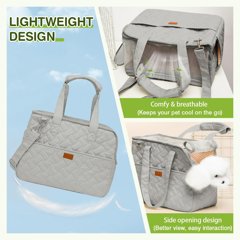 ALLSOPETS Dog Carrier Bag, Soft Lightweight Pet Carrier for Small Dogs and Cats with Mesh Ventilation, Travel Puppy Purse with Pockets and Cushion, Perfect for Outdoor (Starry Gray, S) Starry Gray