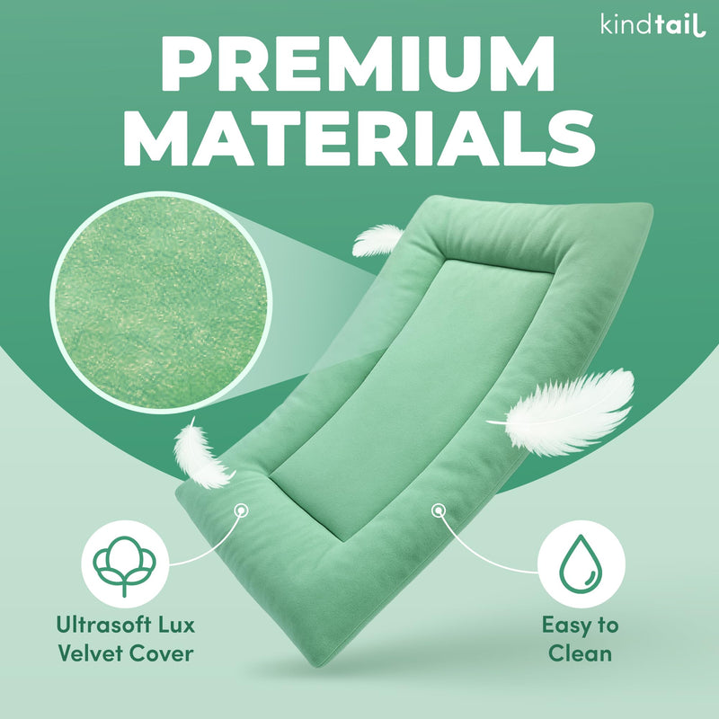 KindTail Dog Crate Pad - Soft Velvet, Reversible Bed - Machine Washable Kennel Mat for Pets up to 15 lbs, Mattress for Cozy Sleeping - 20” x 15” x 1” (Light Blue, Small) 20.0"L x 15.0"W x 1"Th Light Blue - PawsPlanet Australia