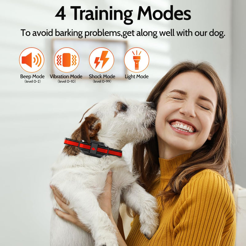 Dog Training Collar Electric Dog Collar with 4 Training Modes and Rechargeable Remote Waterproof Range 3300Ft for Small Medium Large Dogs(Red) Red - PawsPlanet Australia