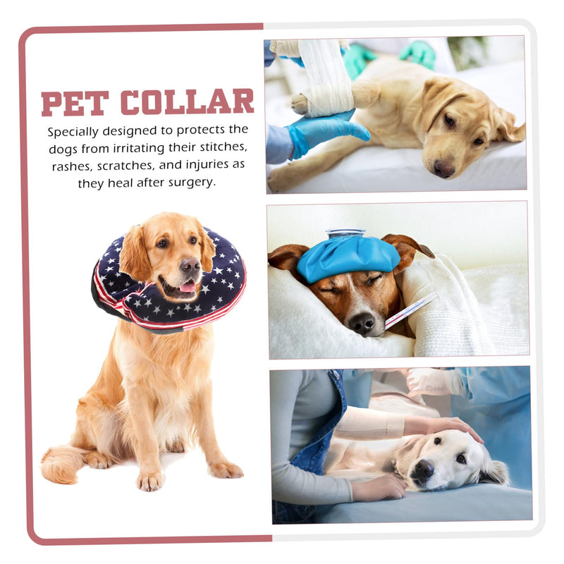 Garneck Inflatable and Comfortable PVC and Fabric Cat Neck Collar for Surgical Recovery with Adjustable Neck Circumference from 15-45cm in Navy Design
