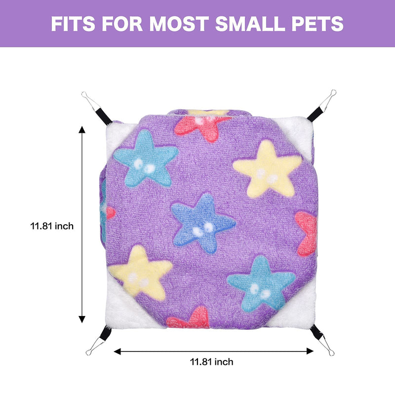 Petmolico Ferret Hammock Bed, Small Pets Warm Plush Three Tier Hanging Cage Hammock Hideout Ferret Accessories for Hamster Guinea Pig Rat Sugar Glider Star/Purple - PawsPlanet Australia