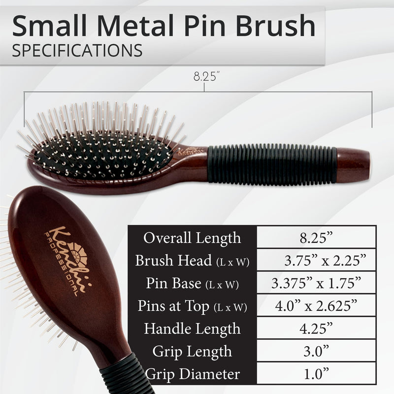 Kenchii Pet Grooming Metal Pin Brush for Dogs and Cats, Solid Wood Handle, Non Slip Grip, Detangling and Shedding Brush for Long or Short Haired Pets, Size Small - PawsPlanet Australia