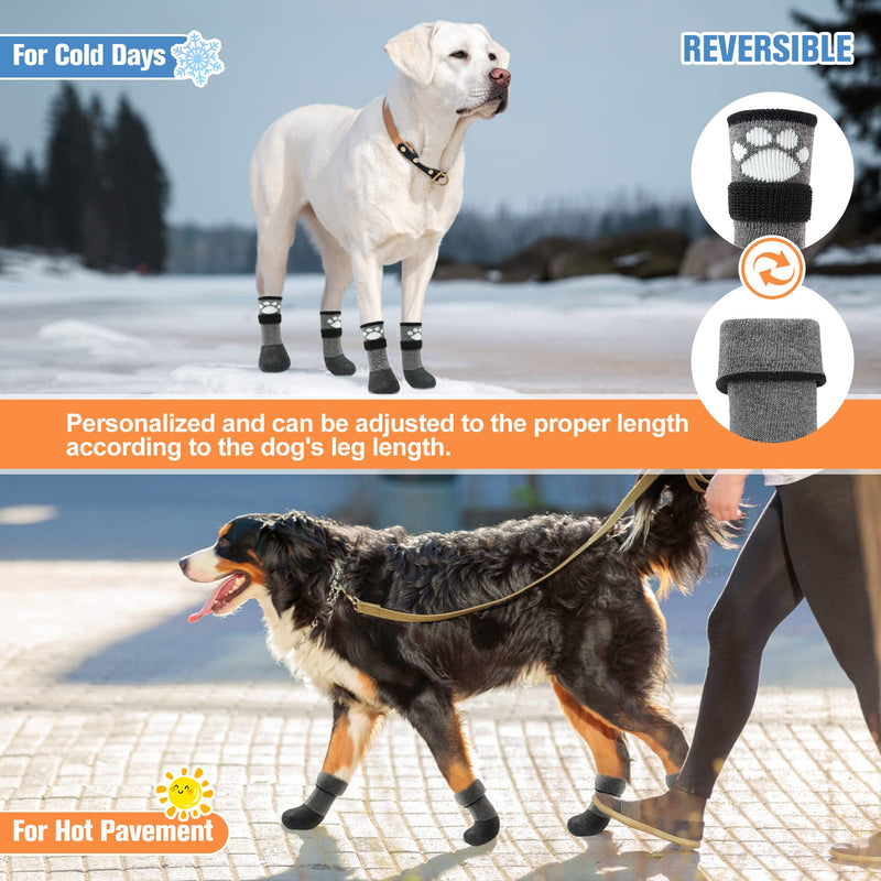 BEAUTYZOO Anti Slip Dog Socks Boots, Dog Shoes for Hot/Cold Pavement Snow Rain Days,Waterproof Grip Dog Booties Paw Protector for Hardwood Floor, Prevent Licking for Small Medium Large Senior Old Dogs Grey Small/Medium