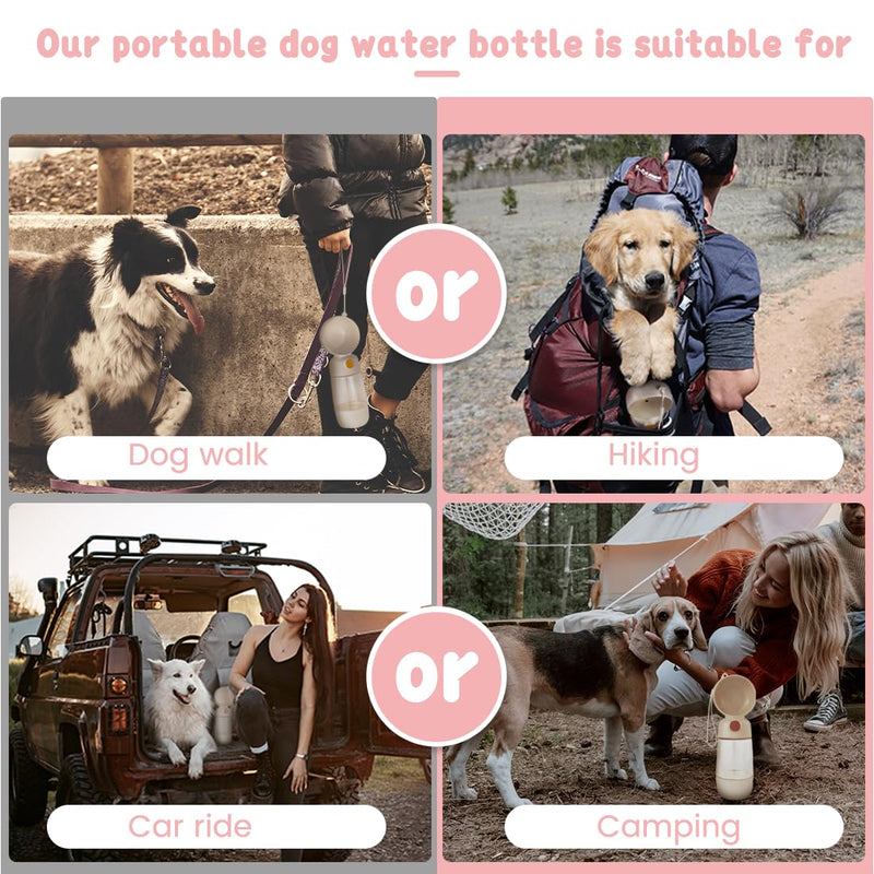 Portable Dog Water Bottle Leak-Proof, Dog Water Bottle Dispenser with Dog Food and Water Bowl Durable & Lightweight Pet Travel Water Bottle for Hiking Dog Walk Car Ride (White) White - PawsPlanet Australia