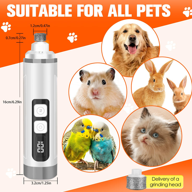 Dog Nail Trimmers Ultra Quiet Electric Pet Dog Nail Clippers Cat Nail Clipper with Led Lights Nail Grinder High Speed Nail File Electric Clippers for Grooming Small, Medium,Large Dogs and Cats (grey) - PawsPlanet Australia