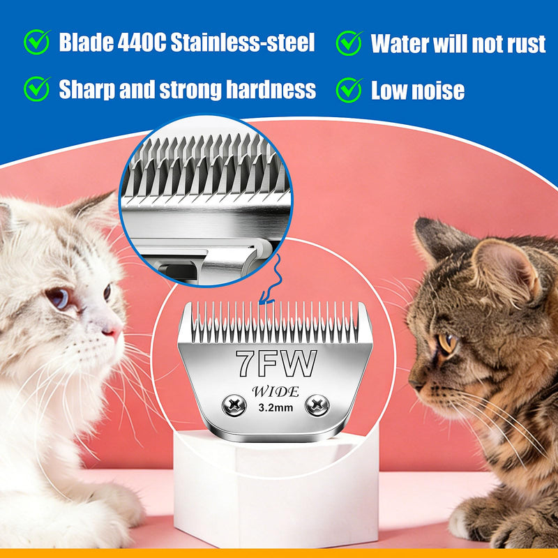 AUDOC 7FW Wide Blade Pet Grooming Clipper Blades for Andis,Oster A5,Wahl km10 Clippers