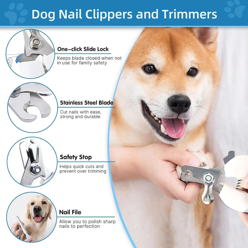 Dog Brush Dog Grooming Kit 6PCS Dog Brush for Shedding-Dog Brushes for Grooming, Dematting Comb for Dogs, Cat Nail Clipper with Nail File, Flea Comb, Bath Brush(Blue) Blue