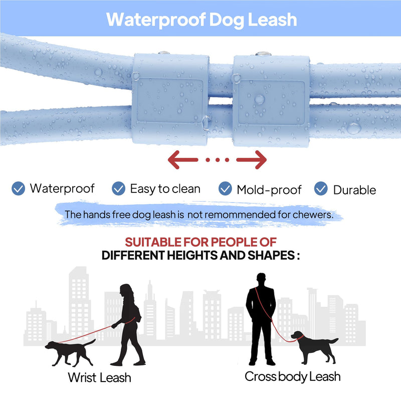 PetiFine Hands Free Dog Leash, Crossbody Waist Leash for Dog Walking, 8 ft Multifunctional Waterproof Waist Lead for Swimming,Running,Training (Large,Blue) Blue Large - 9mm Diameter - 20-120lbs