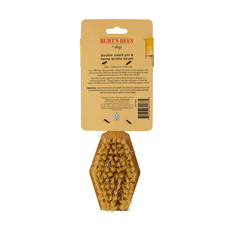 Burt's Bees Double Sided Pin & Hemp Bristle Brush - All-Purpose Dog Brush to Reduce Shedding - Long & Short Haired Dogs, Bamboo Large - 1 Count Double Sided Pin & Bristle Brush - PawsPlanet Australia