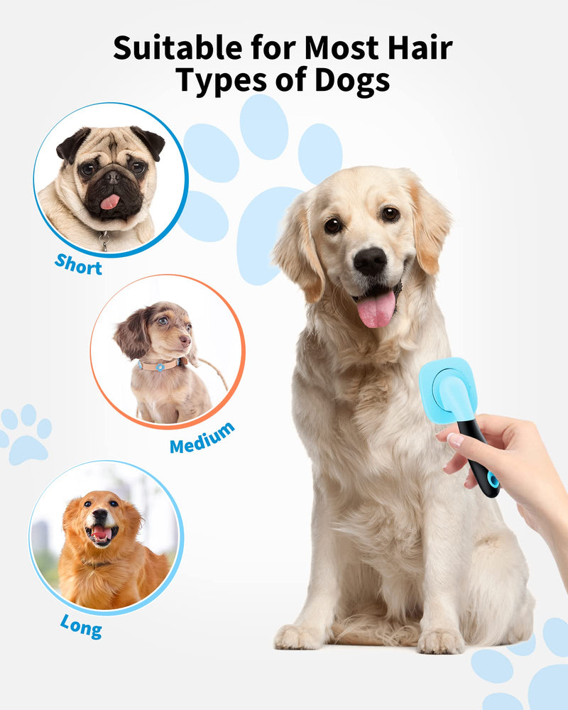 Glendan Dog & Cat Grooming Brush - Slicker Shedding Tool (Blue) Small Blue - PawsPlanet Australia
