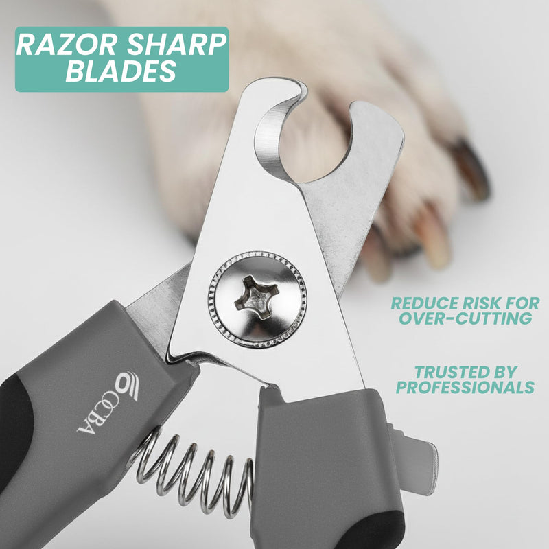 Dog Nails Clippers with Safety Lock & Nail File Professional Dog Clippers Suitable for All Sized Breeds Protection Guard to Prevent Over Cutting Suitable for Cats Rabbits (Gray Black, Large) Gray Black - PawsPlanet Australia