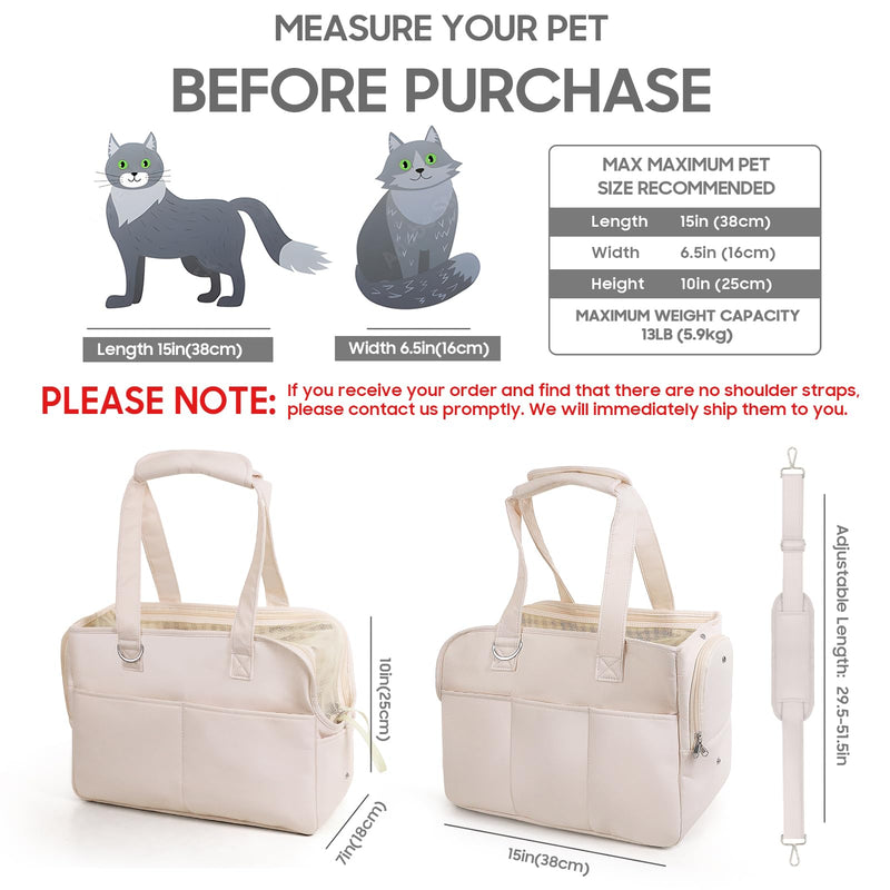 Dog Carriers for Small Dogs, Soft Sided Folding Dog Purse for Dogs Medium Cats Puppies up to 13 Lbs, Washable Breathable Puppy Carrier for Outdoor Travel (Small Beige) 15"L x 7"W x 10"H - PawsPlanet Australia