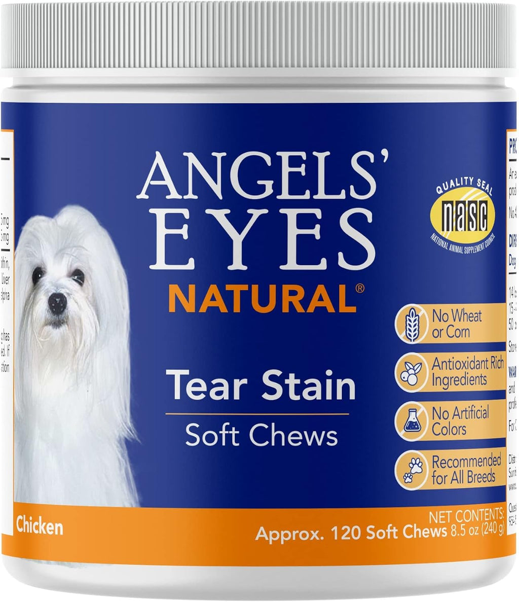 ANGELS' EYES Tear Stain Sweet Potato 120 Count and Tear Stain Remover Wipes Starter Kit,SPC120Wipes