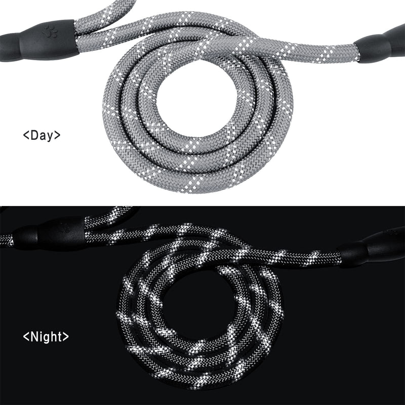 Plutus Pet Rope Dog Leash 6ft Long, Heavy Duty,Reflective Double Handle Leash for Safety Training, for Medium Large Dogs, Dual Handle Leads(Gray) Rope-Gray - PawsPlanet Australia