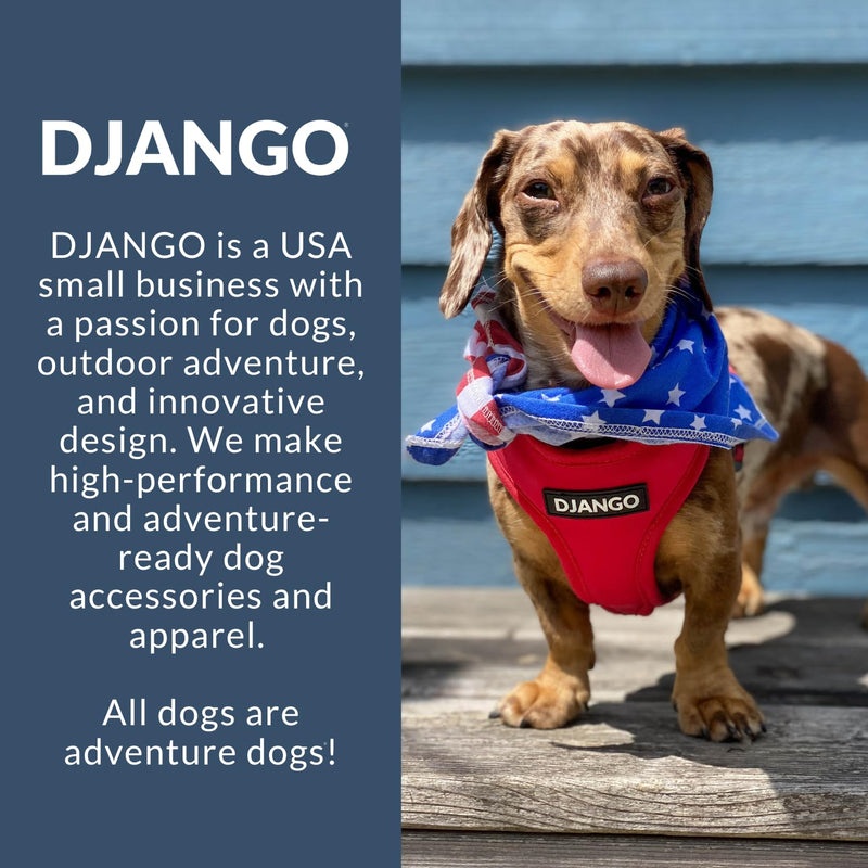 DJANGO Adventure Dog Harness – Comfortable, Durable, and Reflective Neoprene Dog Harness for Outdoor Adventures and Everyday Wear – Adjustable Design with Solid Brass Hardware (Small, Indigo Blue) S