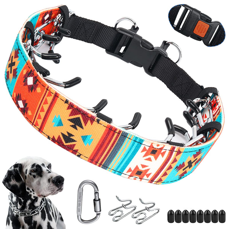 Mayerzon No Pull Dog Collar, Anti Pull Collars for Small Medium Large Dogs, Dog Training Collar with Printed Nylon Cover, Walking Collar with Carabiner and Adjustable Links Orange boho Medium,3mm,19.7-Inch,14-18"Neck